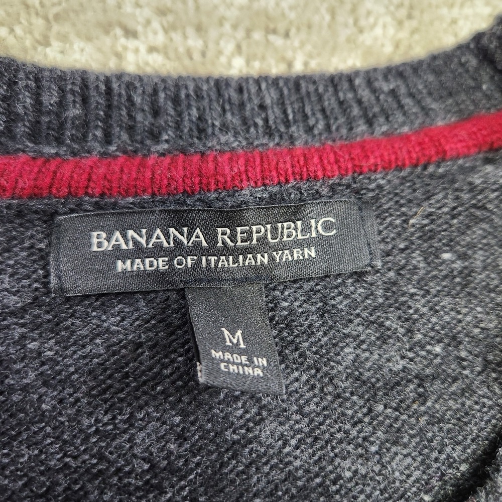 Banana Republic Sweater Men Medium Holiday Fair Isle Nordic Merino Wool Blend - Picture 3 of 10